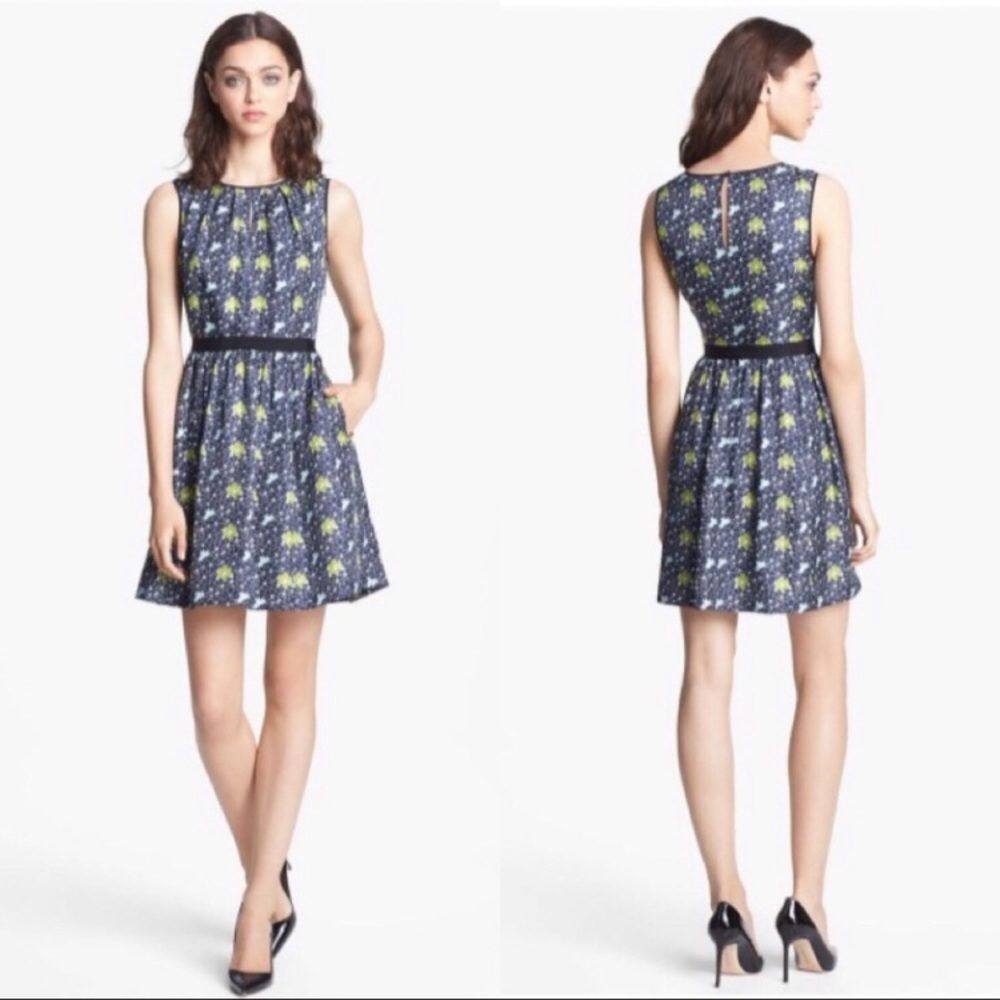 MISS WU Dark Blue Silk Floral Dress Jason Wu